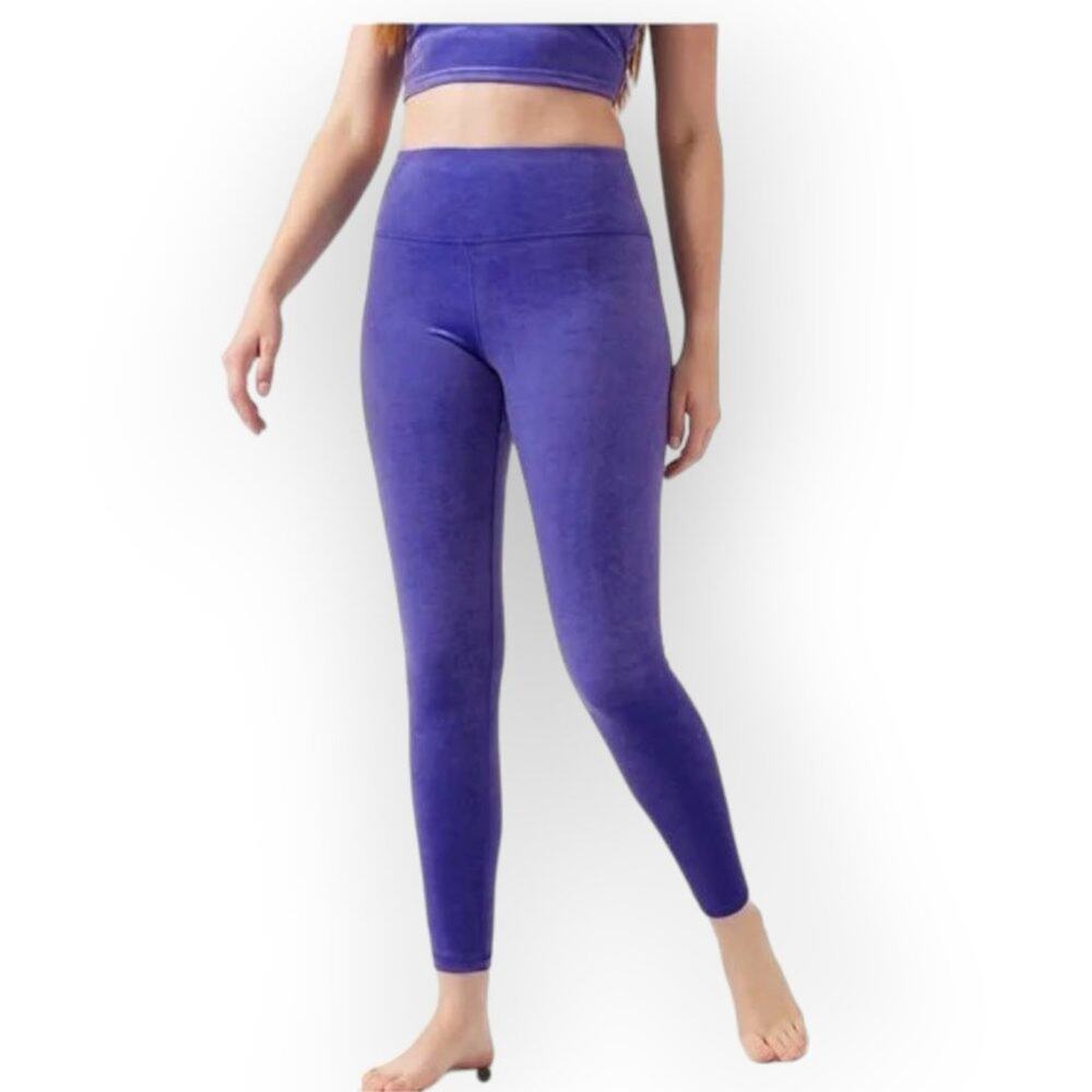 Athleta Elation Velvet Plush Tight SIZE S Blue Purple Yoga Pants Workout